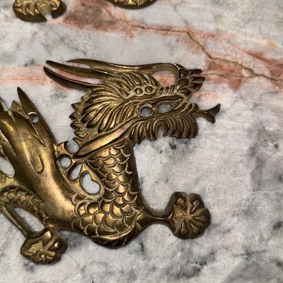 Set Of 2 Vintage Brass Dragons - Picture 7 of 11